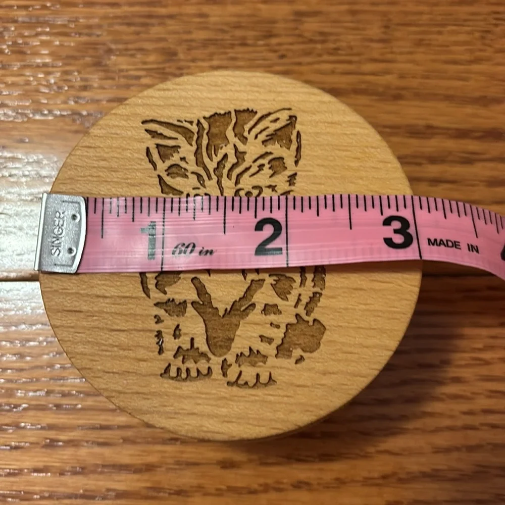 NEW Small Handcrafted Wooden Jewelry Box Circle Cat Kitten Trinket Box Jewelry